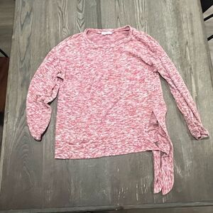 Bluheaven Sweater Knitted Pullover Long Sleeve Tie Side Pink/White Size S